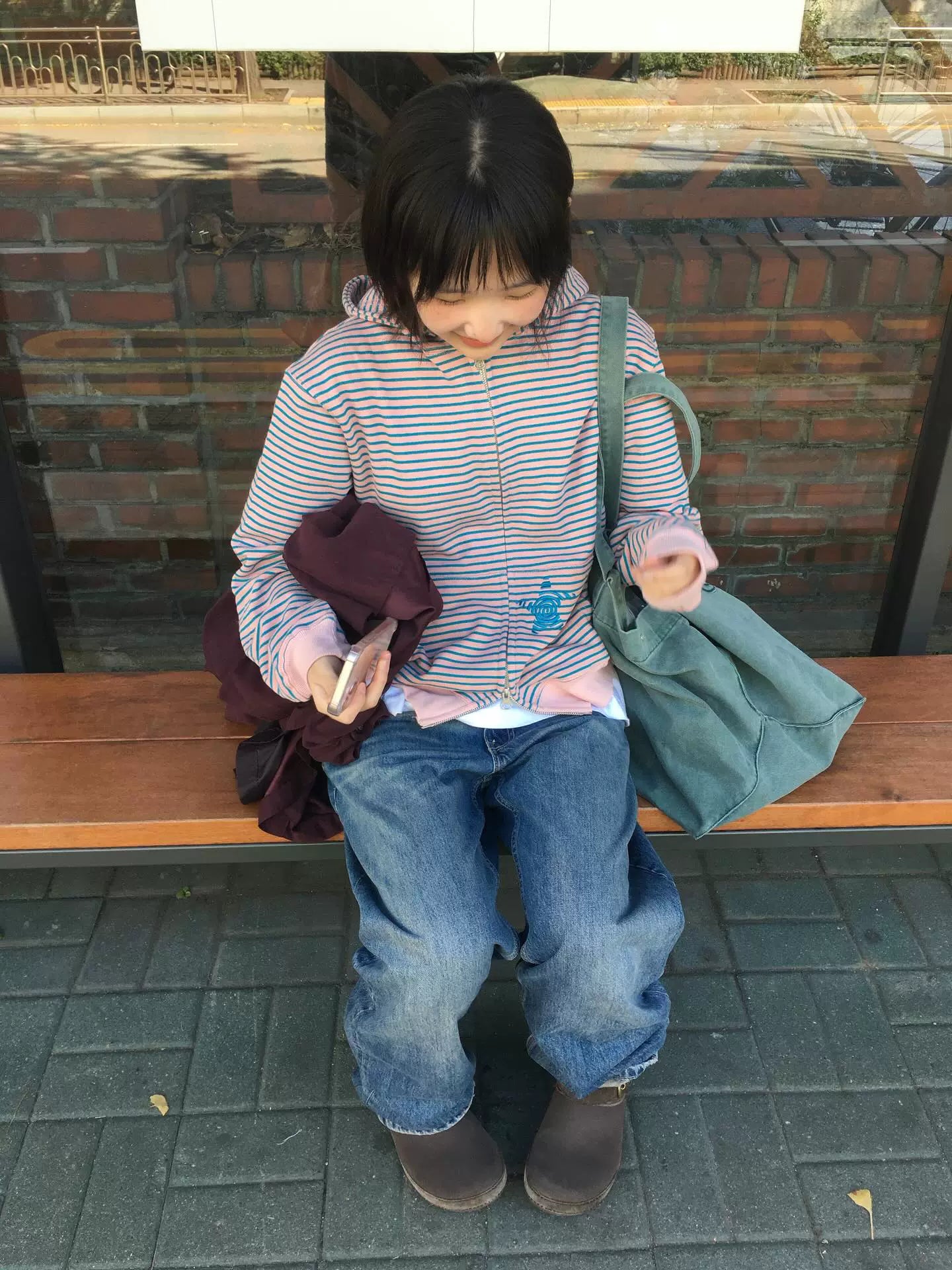 I4P STUDIO Webhouse Retro Star Striped Velvet Hooded Sweatshirt