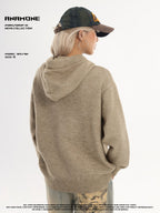 ANAMONE Retro College Pattern Tie Hooded Sweater