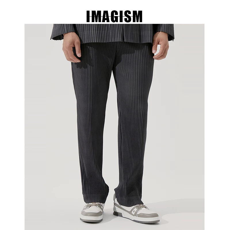 IMAGISM Japanese Non Miyake Pleated Drape Wide Leg Pants JF150