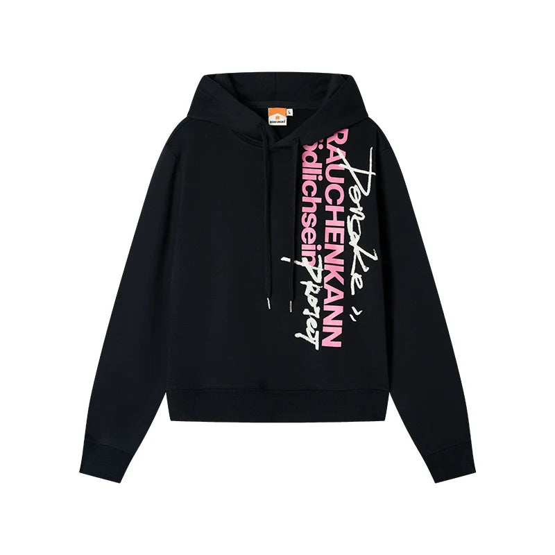 DONSMOKE Front Shoulder Vertical Word Versatile Hooded Sweater