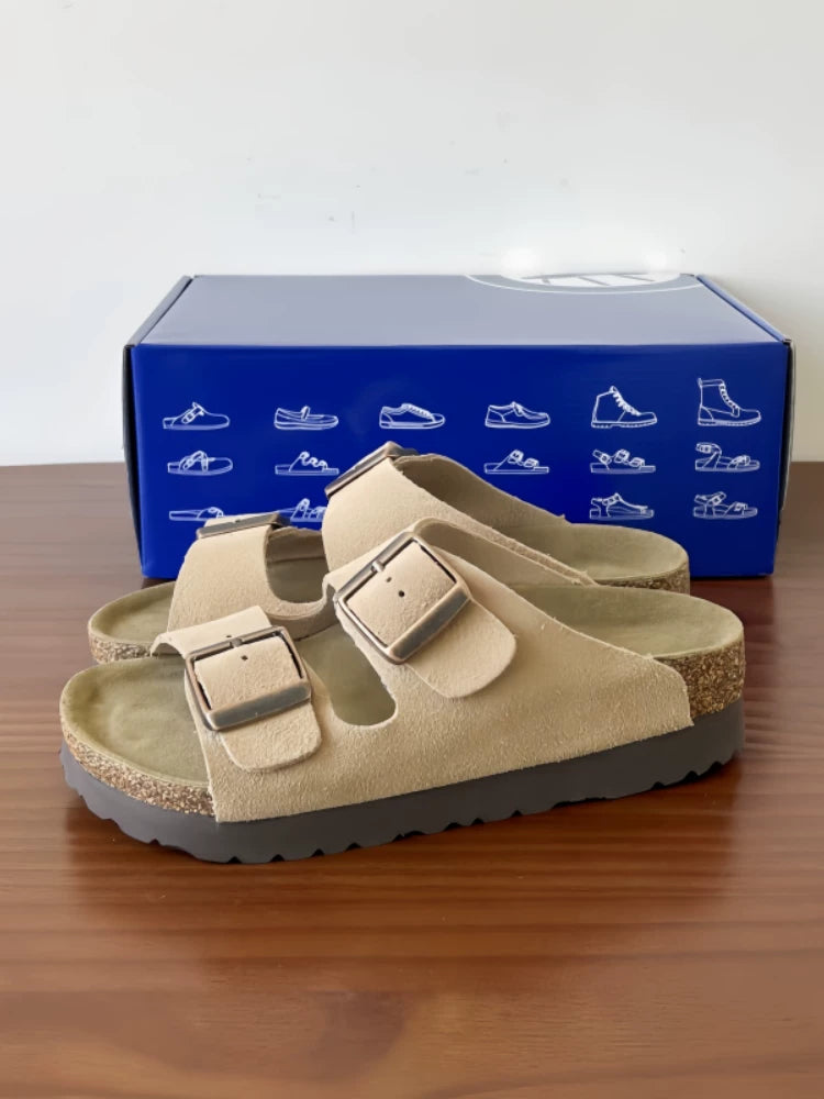 Birkenstock Genuine Cowhide Oak Sole Thick Slippers