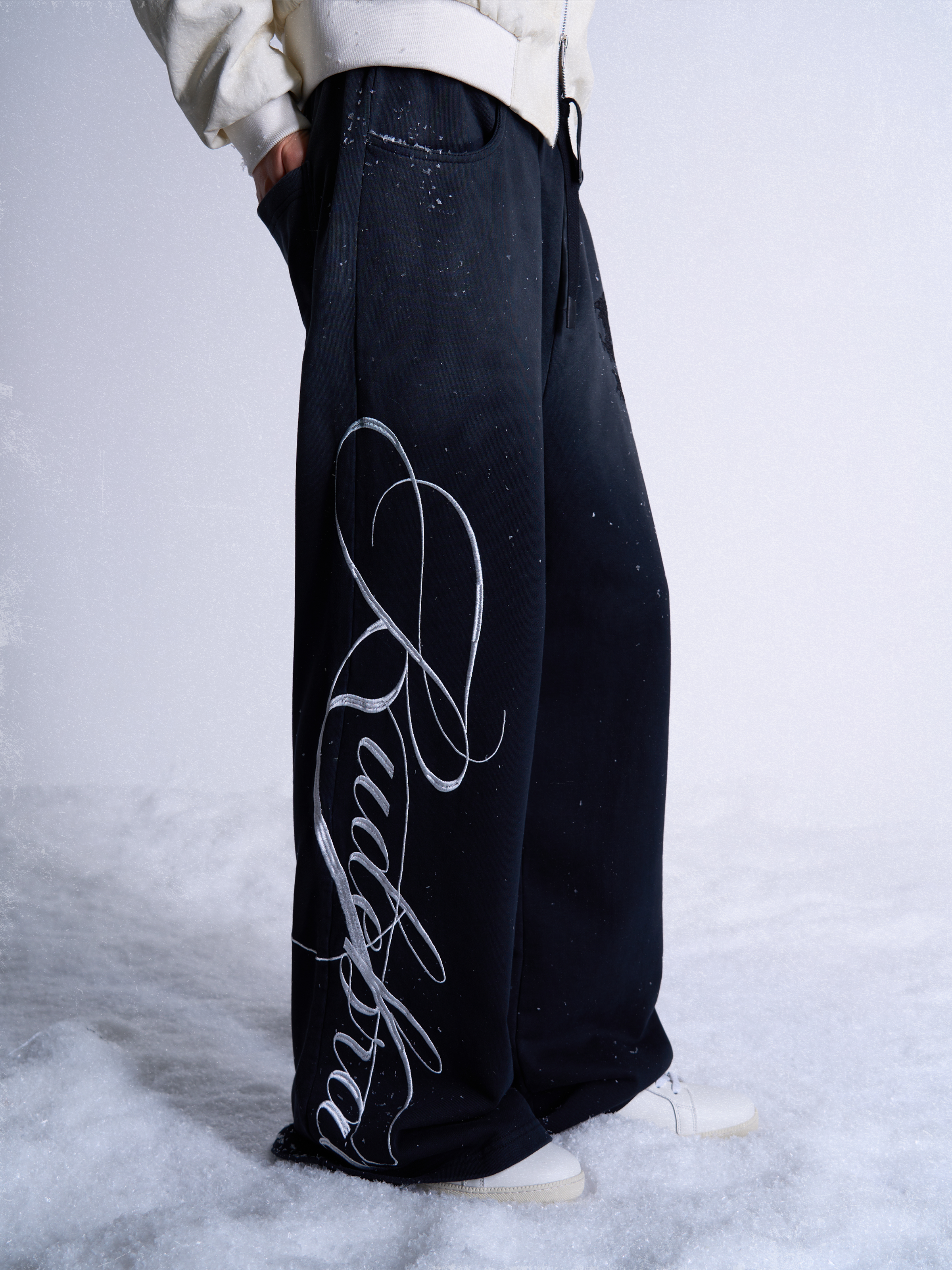 noEmosen Sun Washed RUDEBRAT Side Embroidered Baggy Sweatpants