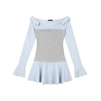 Zero Stripe Splicing V-Neck Slim Fit Dress