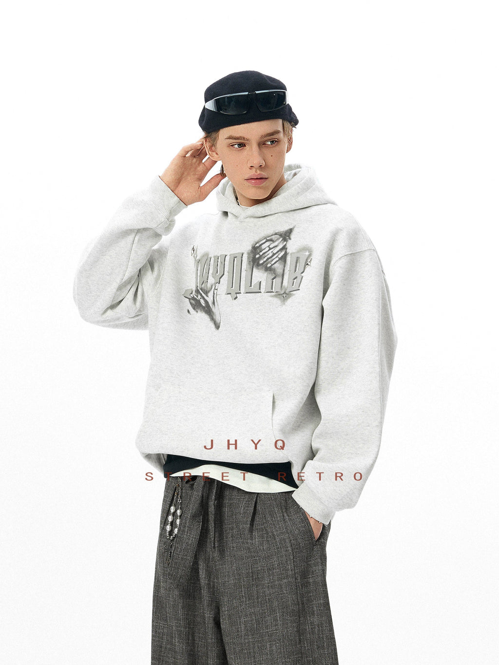 JHYQ Star Bead Gesture Printed Hoodie