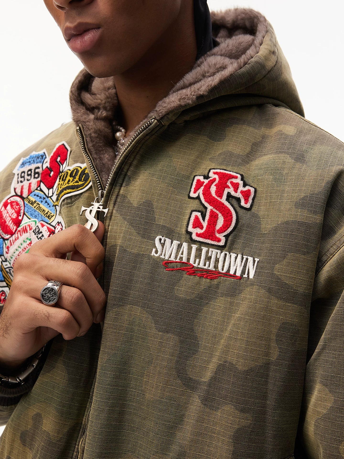 STK SmallTownKid Concealed Plush Hooded Mountain Jacket