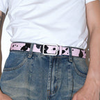Darkblue Store Black White Cow Pattern Simple Casual Belt