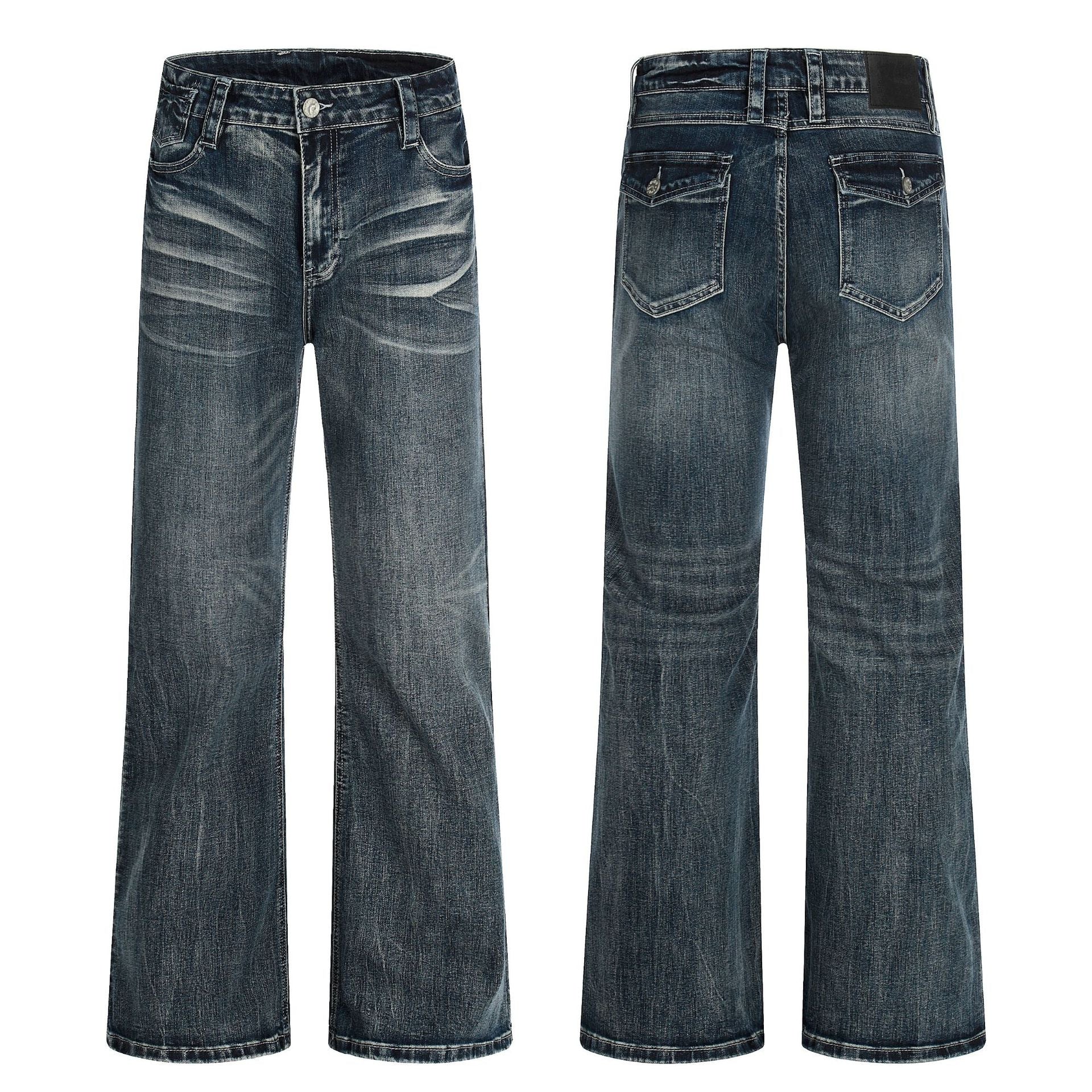 11KN Micro-pull Retro Cat Whisker Loose Jeans