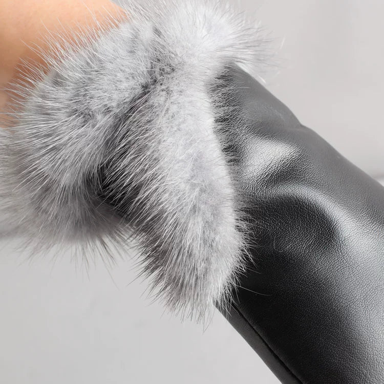 St. John's Goatskin Mink Fur Touch Screen Gloves