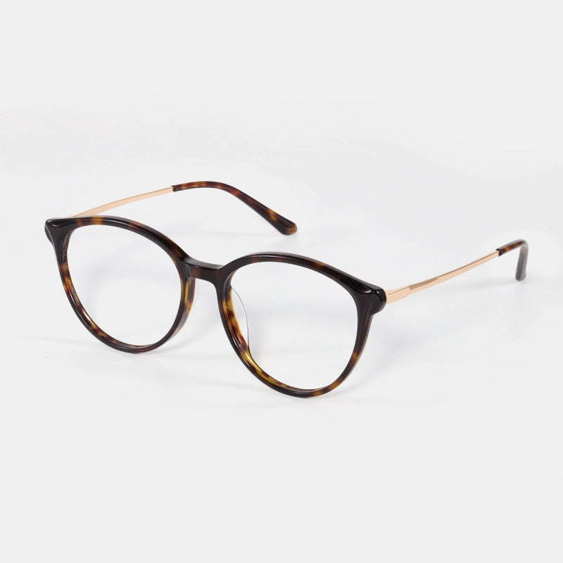 PLCOIN Tortoise Shell Round Cat-Eye Glasses Anti-Blue Light Myopia