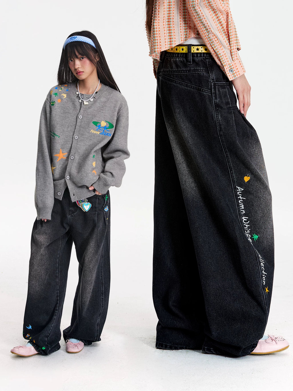 Mr. Jiangnan NewJNXS Park Elopement Wide Embroidered Scimitar Jeans