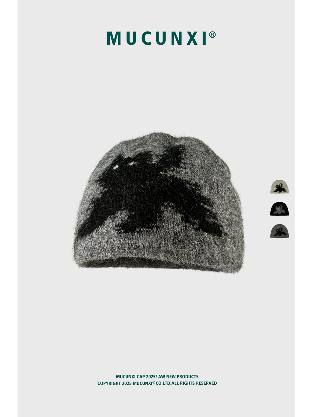 MUCUNXI Jacquard Kitten Knit Beanie