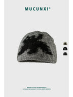 MUCUNXI Jacquard Kitten Knit Beanie