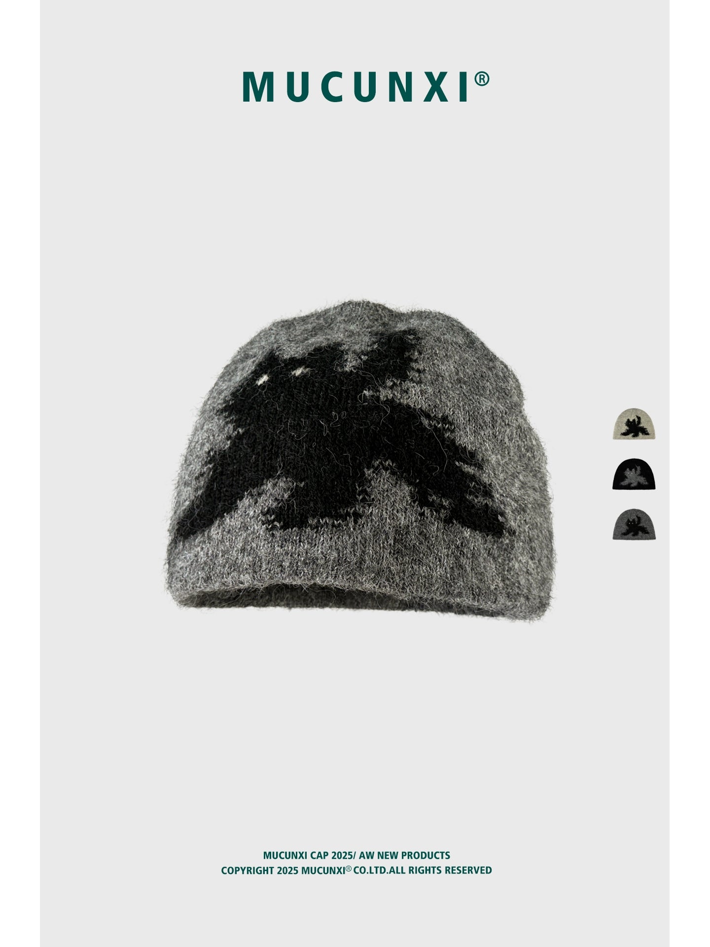 MUCUNXI Jacquard Kitten Knit Beanie