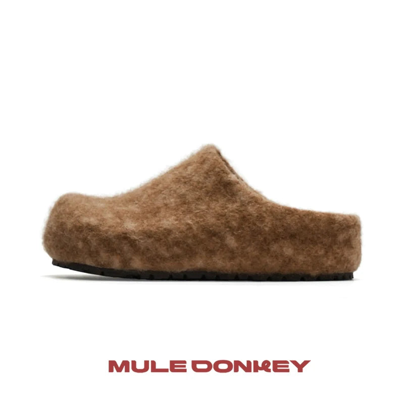 Donkey Commuter Fleece One-pedal Retro Bag Head Slippers