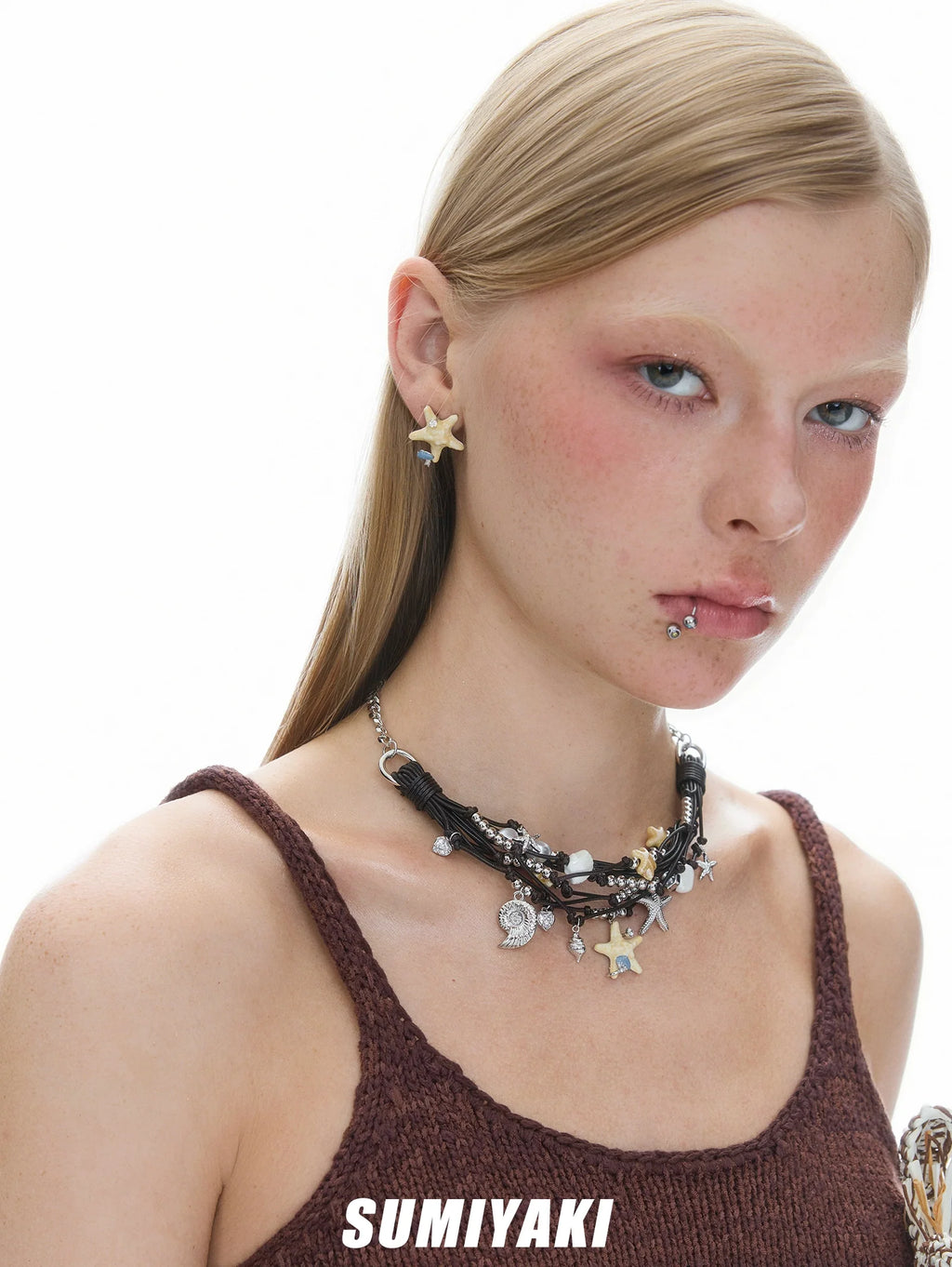 SUMIYAKI Fringed Shell Beaded Earrings