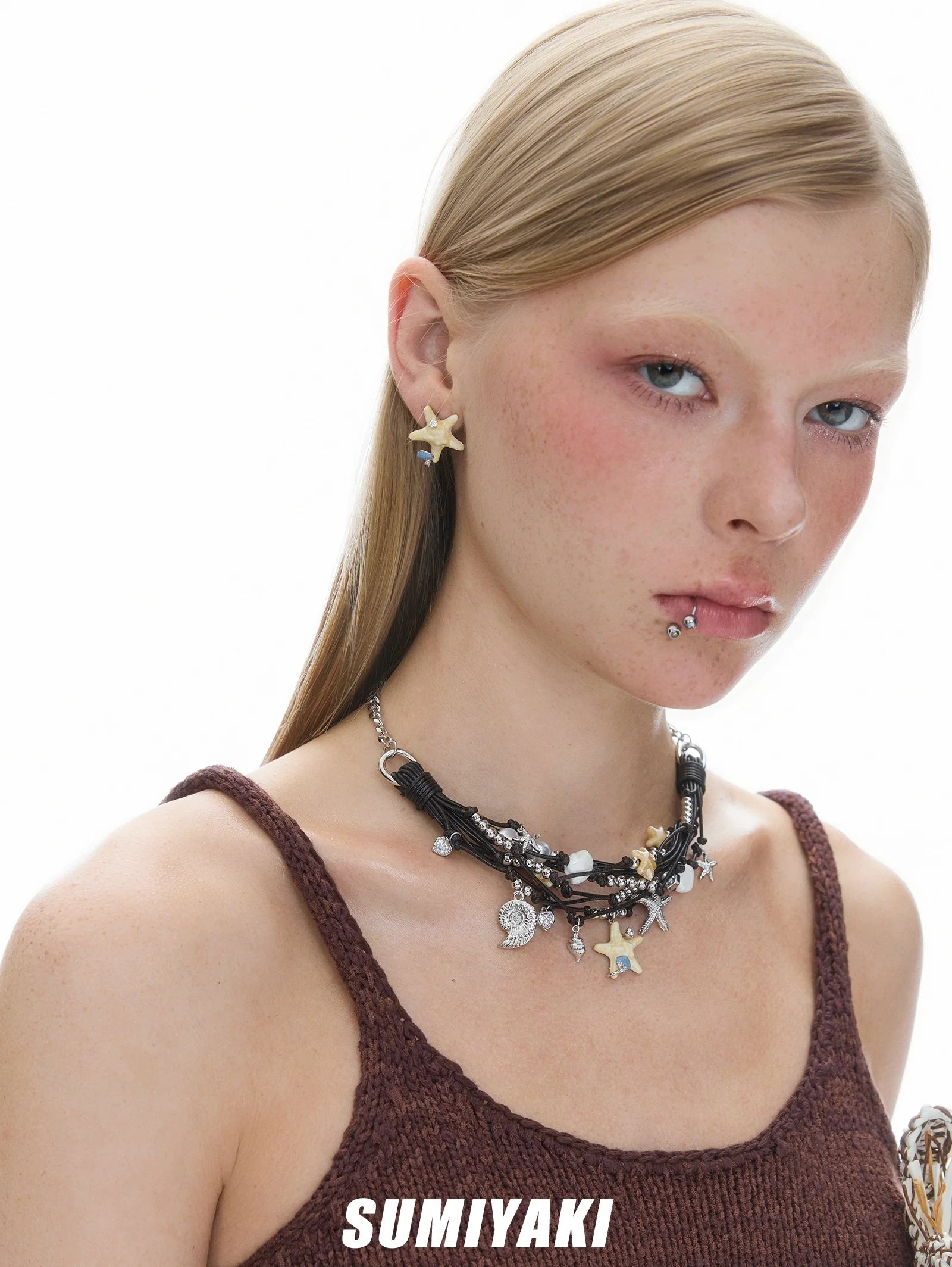 SUMIYAKI Fringed Shell Beaded Earrings