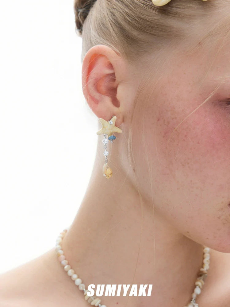 SUMIYAKI Fringed Shell Beaded Earrings