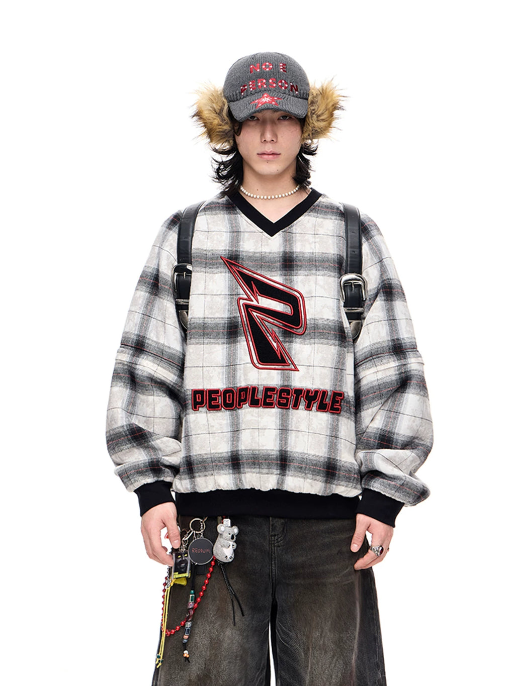 PEOPLESTYLE Star Embroidered Woolen Peaked Cap