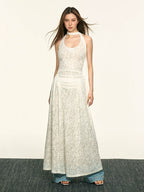 Aaisup Lace Jacquard Neck Dress