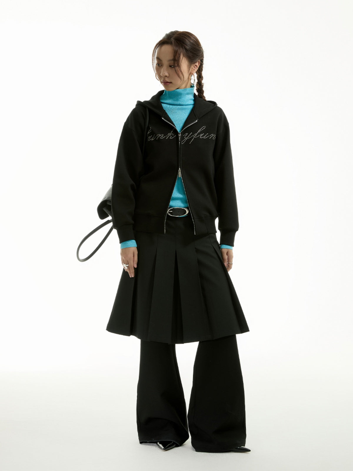 FUNKYFUN 2024AW LOGO Hot Diamond Cardigan Hooded Space Cotton Sweater Jacket