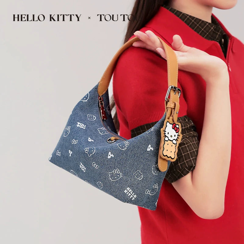 TOUTOU HelloKitty Denim Underarm Crossbody Bag
