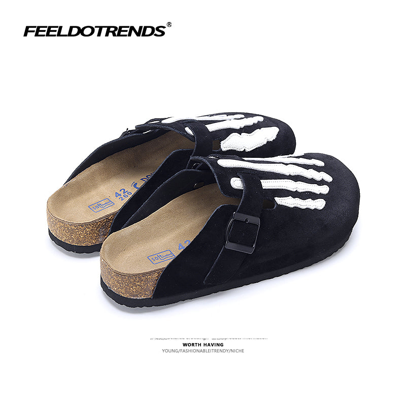 MR.Fang anti-velvet leather Bones Clog