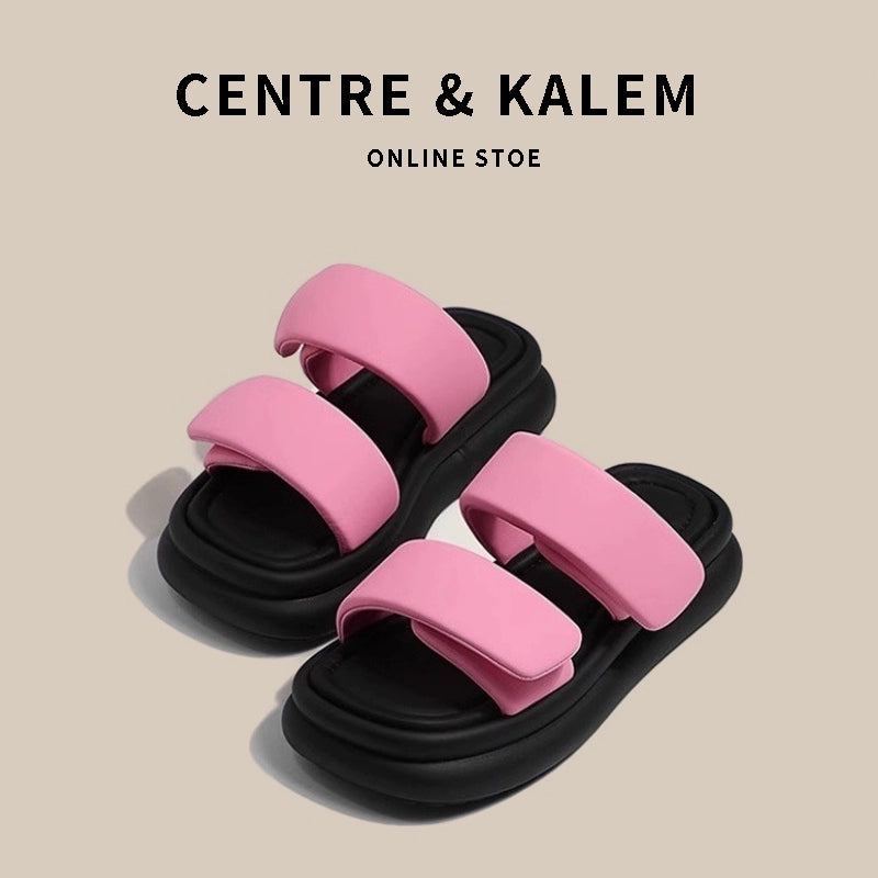 CENTREKALEM Thick-Soled One-Line Summer Slippers