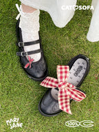 Cat & Sofa Mary Jane Black Hollow Flats