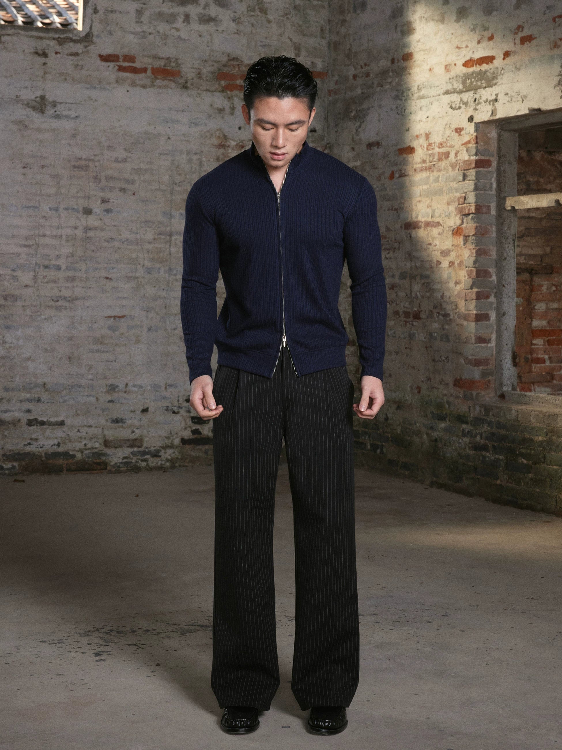 ONEFIT MAX Wide Three Dimensional Pleated Straight Trousers