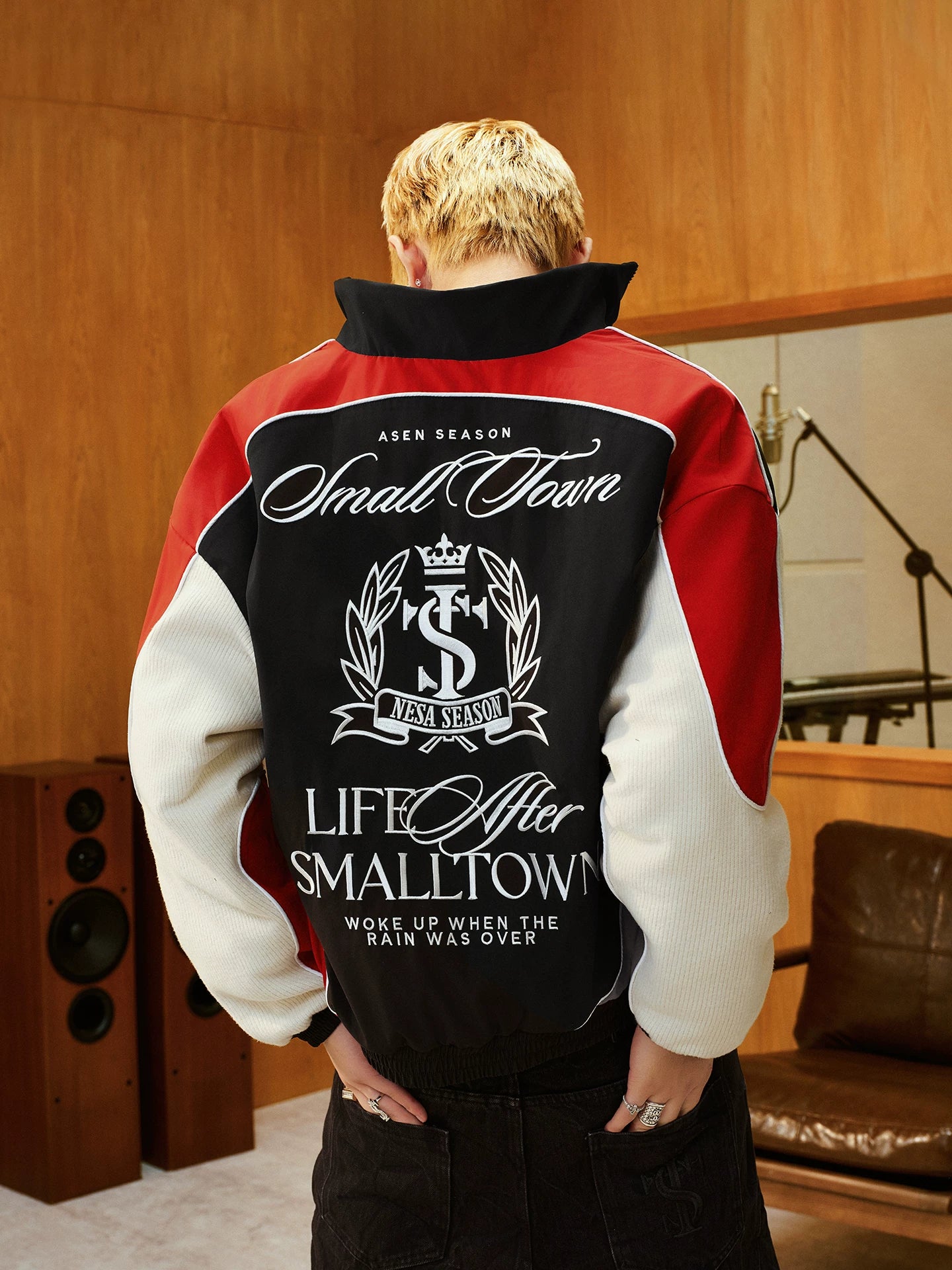 STK SmallTownKid Badge Racing Spliced Sports Jacket