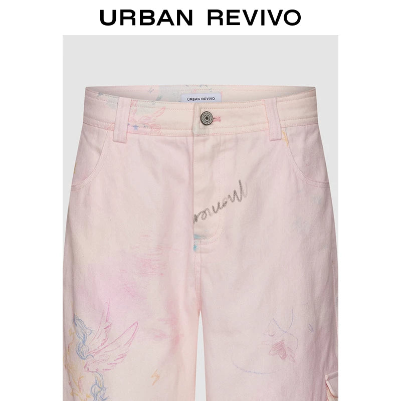 Urban Revivo Hand Painted Printed Cotton Wide Leg Pants