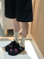 Cat & Sofa Black & Pink Birkenstock Half Slippers