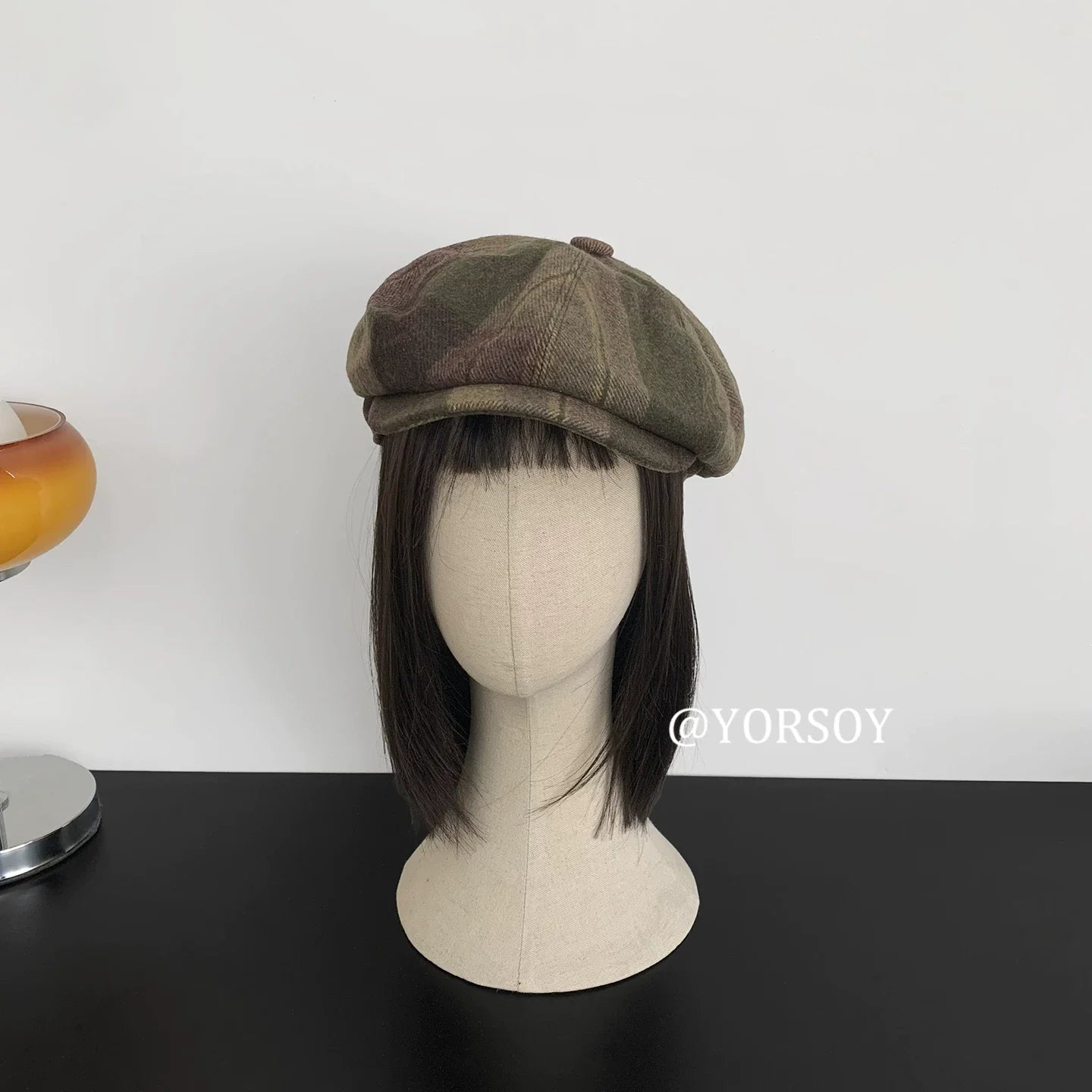 YORSOY Vintage College Plaid Thermal Beret