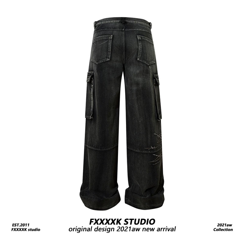 FXK Original Heavy Embroidered Multi Pocket Overalls
