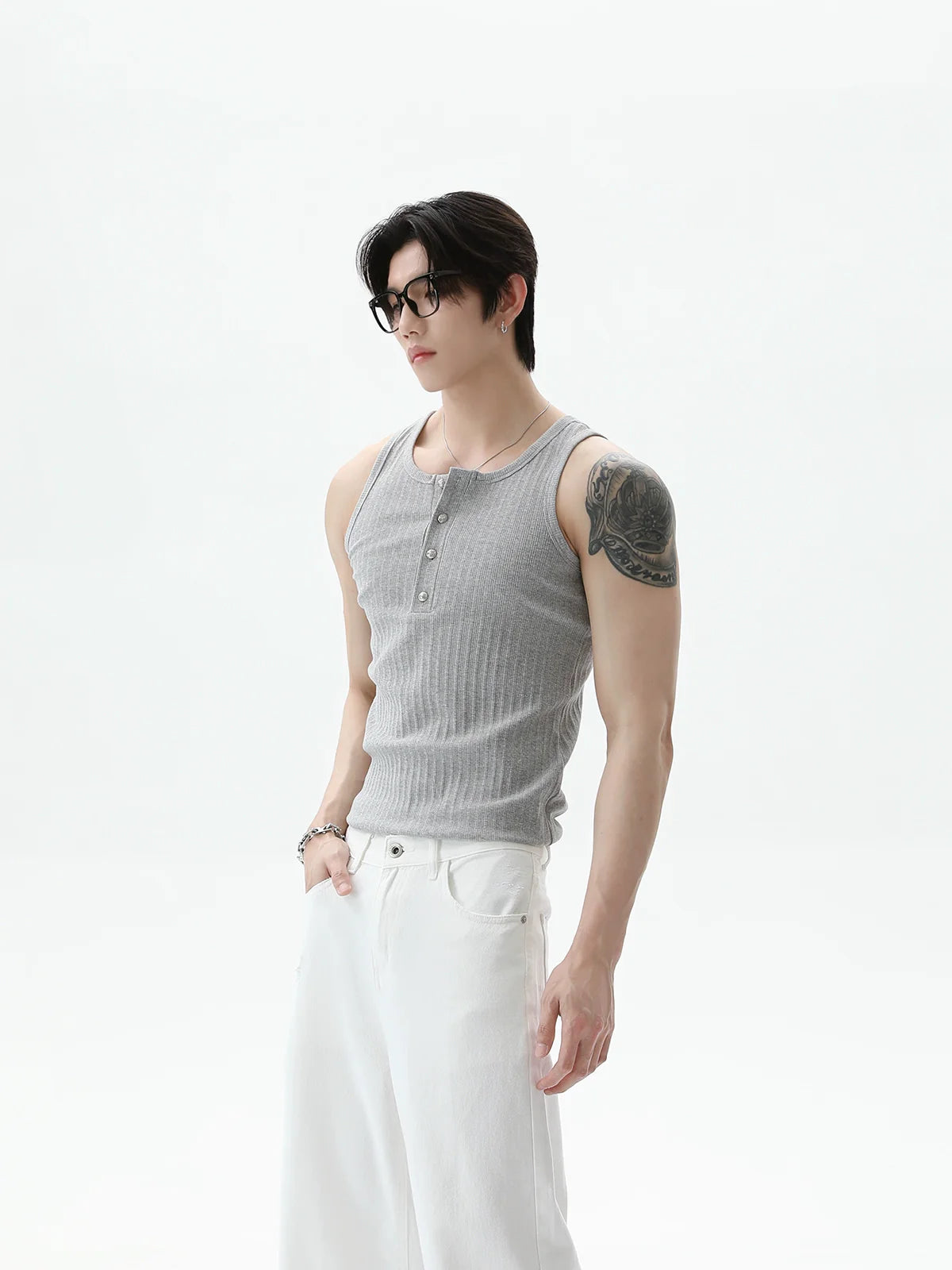 TURNTIDE Simple Crew Neck Vest Sleeveless