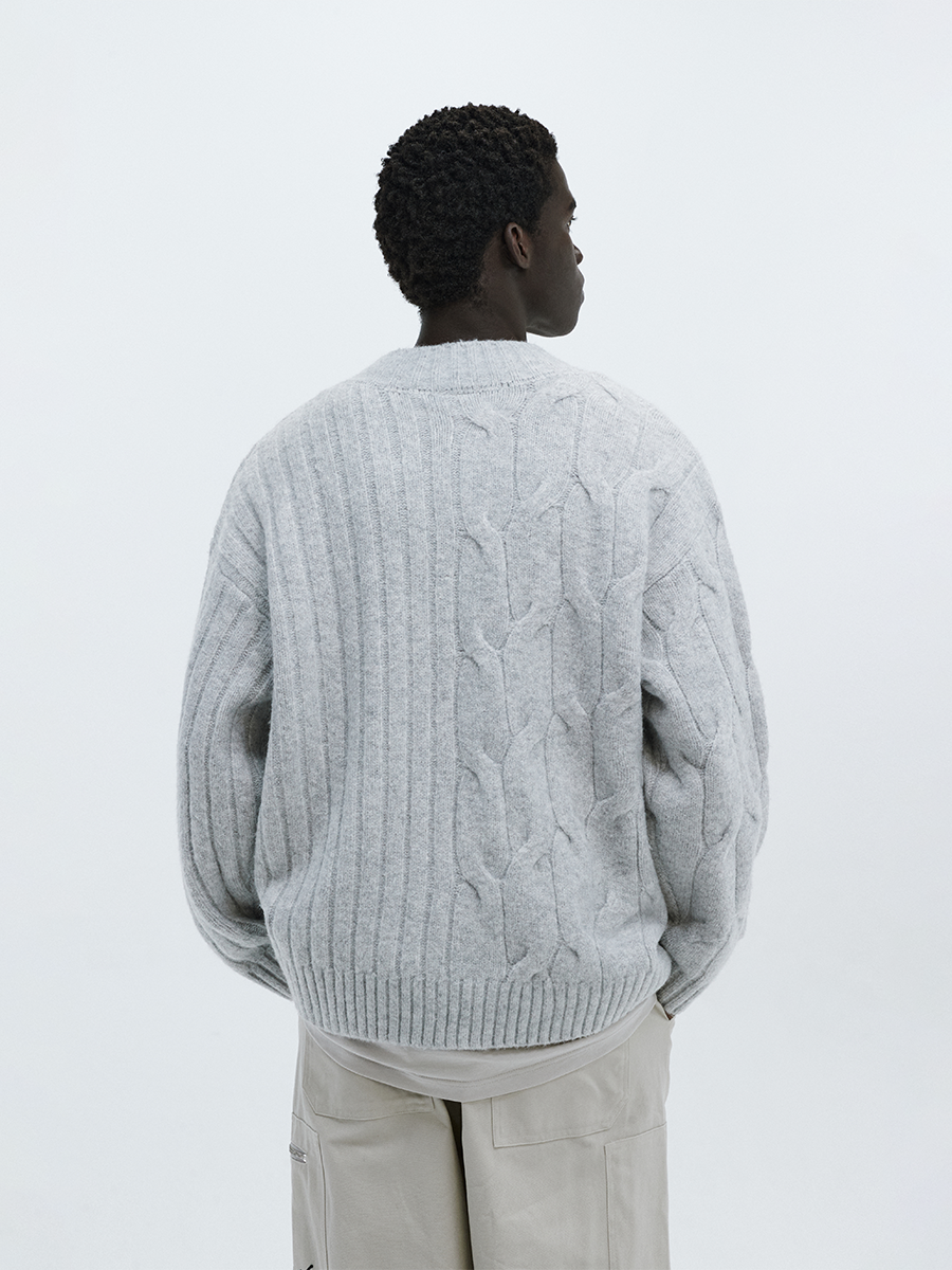 ATRY Stitched Embroidered Cardigan Sweater