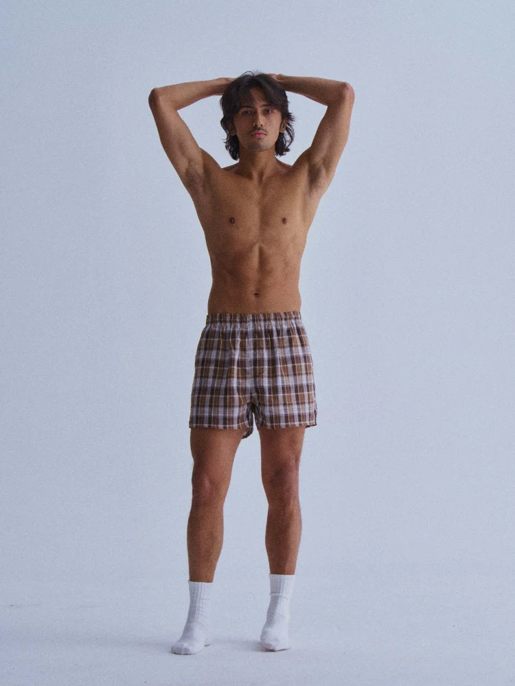 LIBERAFIT Knitted Plaid Cotton Boxer Shorts