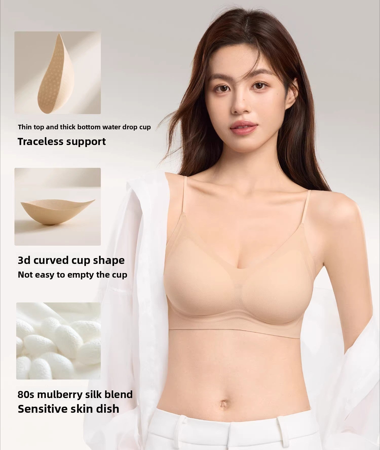 Secret World Small Breasts Collected Skinny Shoulder Straps Bra Cover