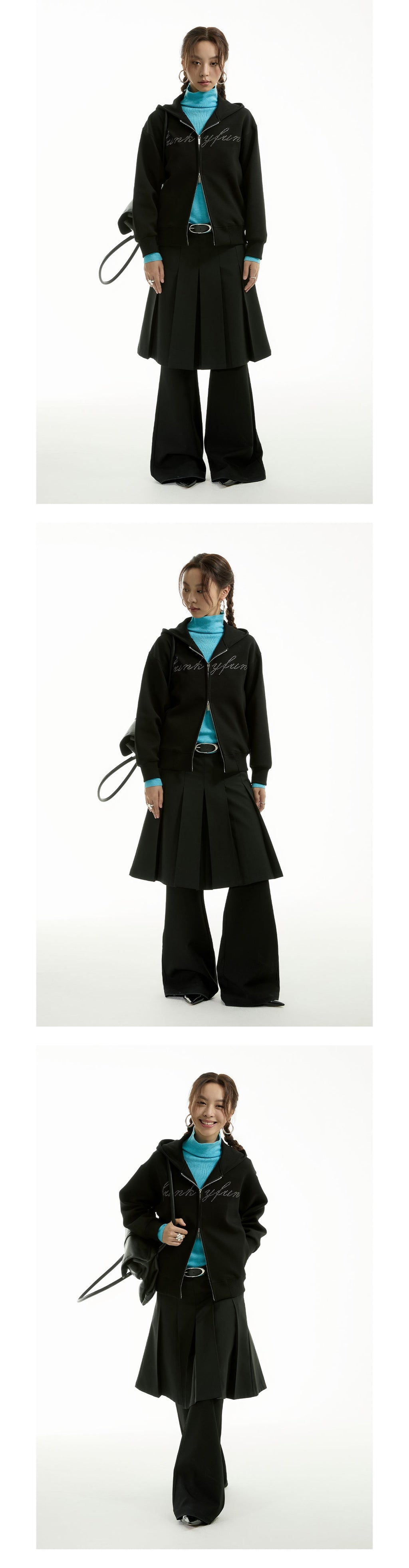 FUNKYFUN 2024AW LOGO Hot Diamond Cardigan Hooded Space Cotton Sweater Jacket