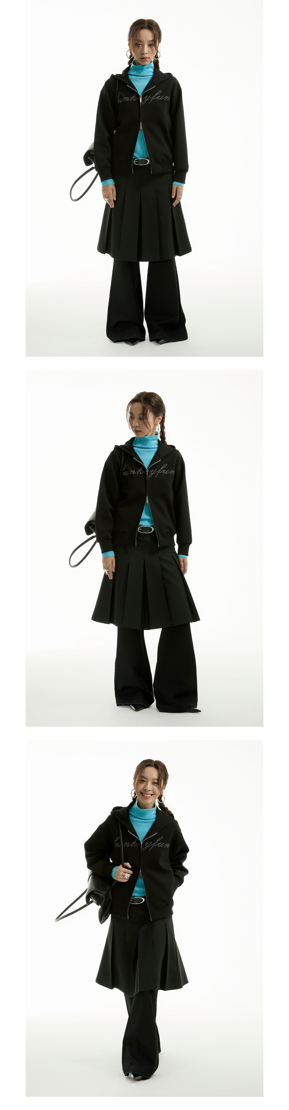 FUNKYFUN 2024AW LOGO Hot Diamond Cardigan Hooded Space Cotton Sweater Jacket