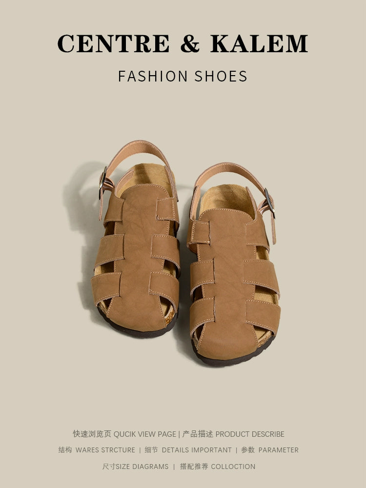 CENTREKALEM Genuine Leather Birkenstock Thick-Soled Beach Shoes