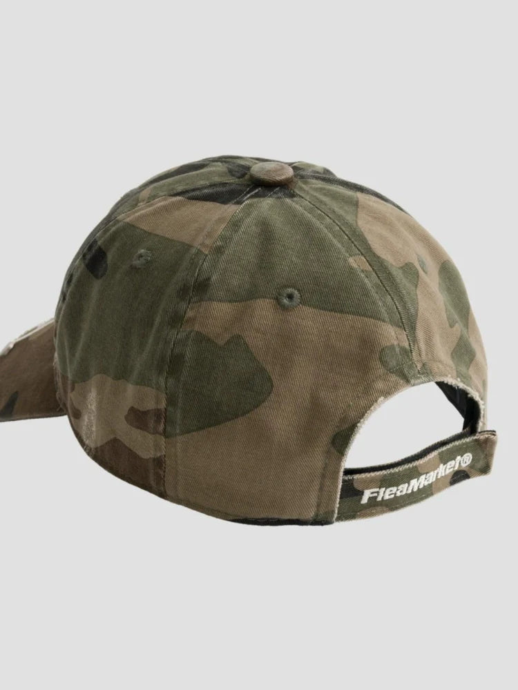 Fleamarket Camouflage Cap Embroidered Curved Brim Rivet Baseball Cap