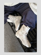 HANQIAORJI High-top German Training Shoes White Splicing Boxing Boots