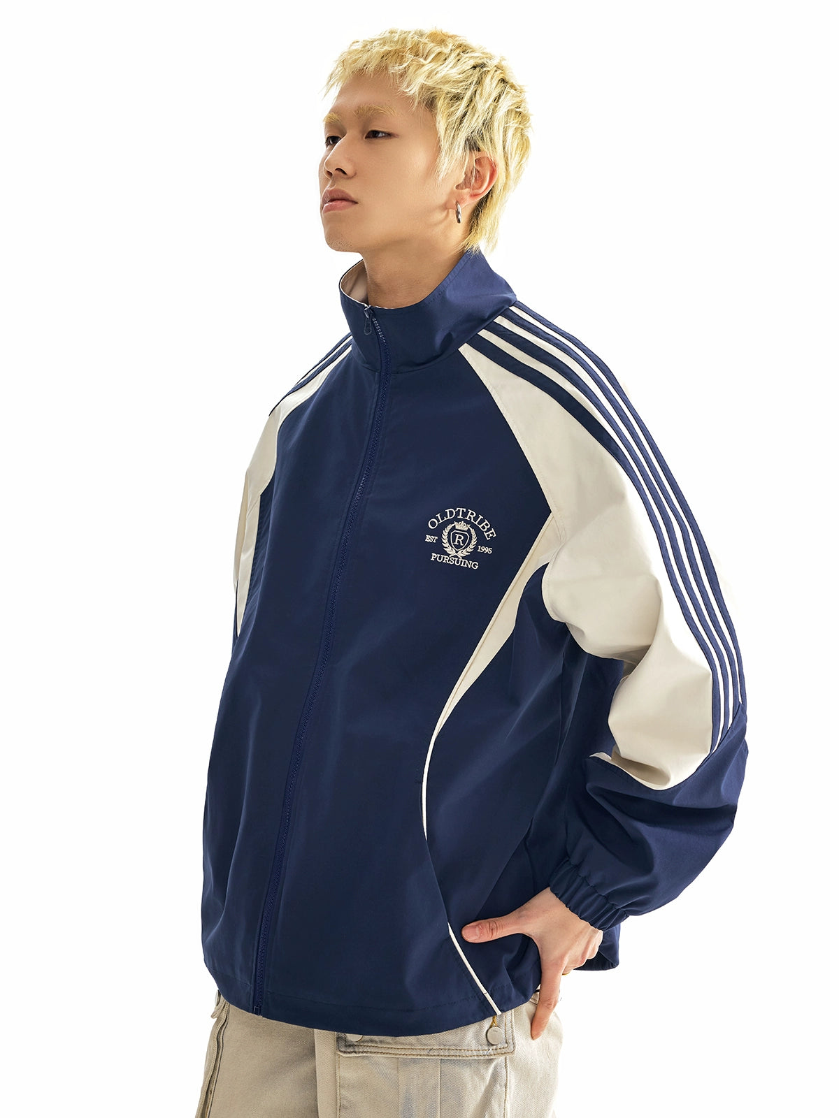 TIRED Contrast Stand-Collar Sports Jacket