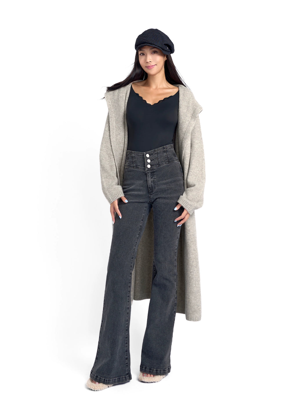 ABMY® V-Waist Herringbone Flared Jeans