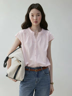 VOOE Crew Neck Small Fly Sleeve Commuter Shirt