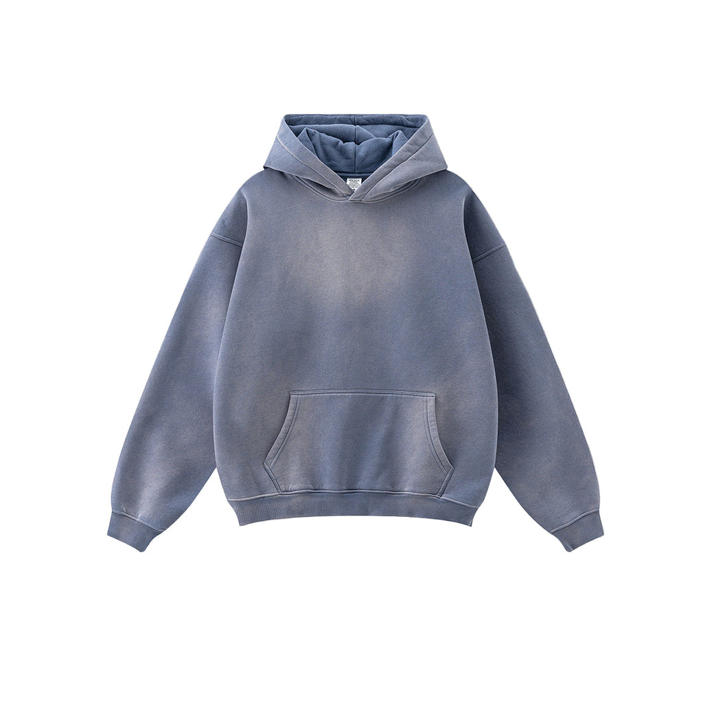 BE Retro Distressed Spray Dye Fleece Loose Hoodie