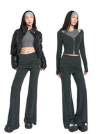 ABMY® Pleated High-Waist Flared Sweatpants