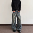 A PUEE Retro Cat Whisker Made Old Jeans