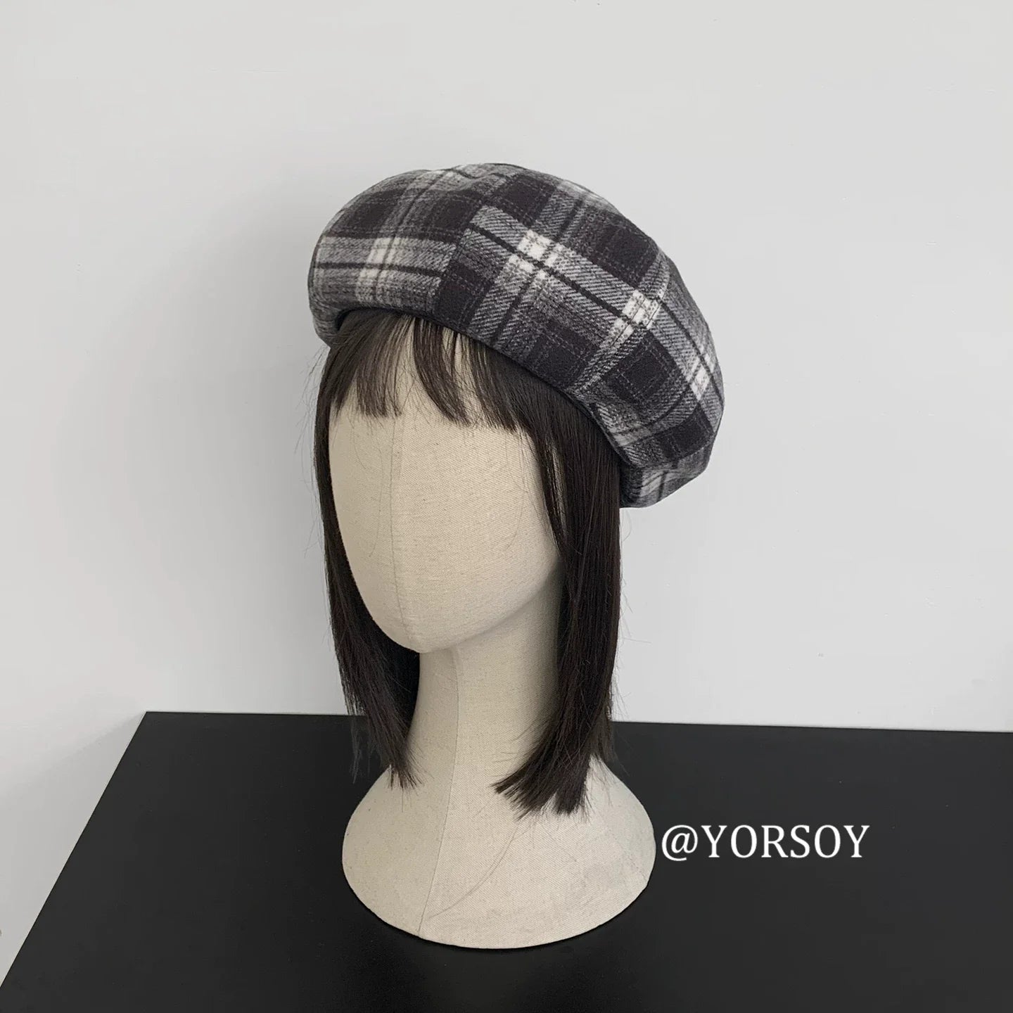 YORSOY Vintage College Plaid Beret